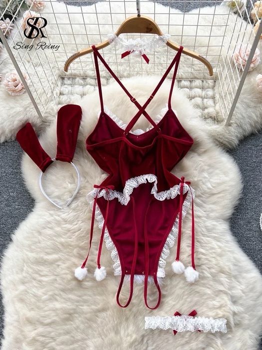 Новорічний жіночій комплект. Орігінальний святковий боді з аксесуарами