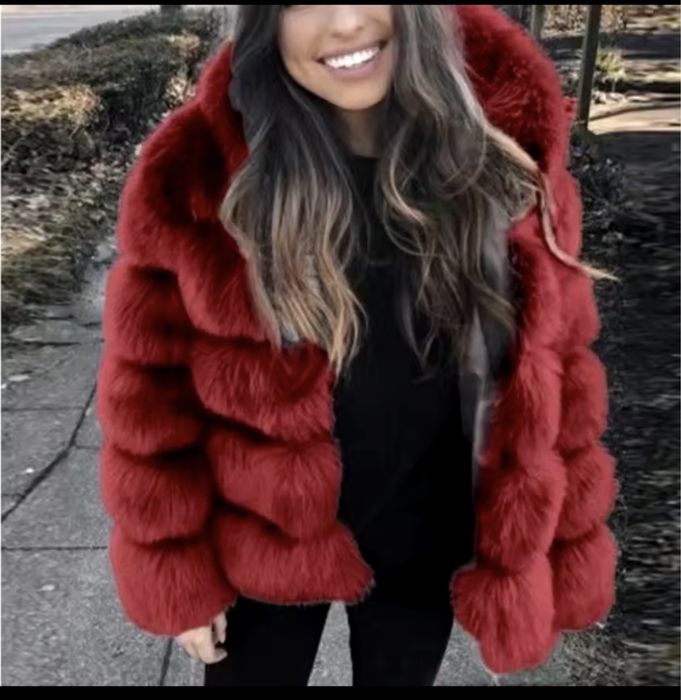 Kontantto futro kurtka sztuczne z kapturem xs-4xl