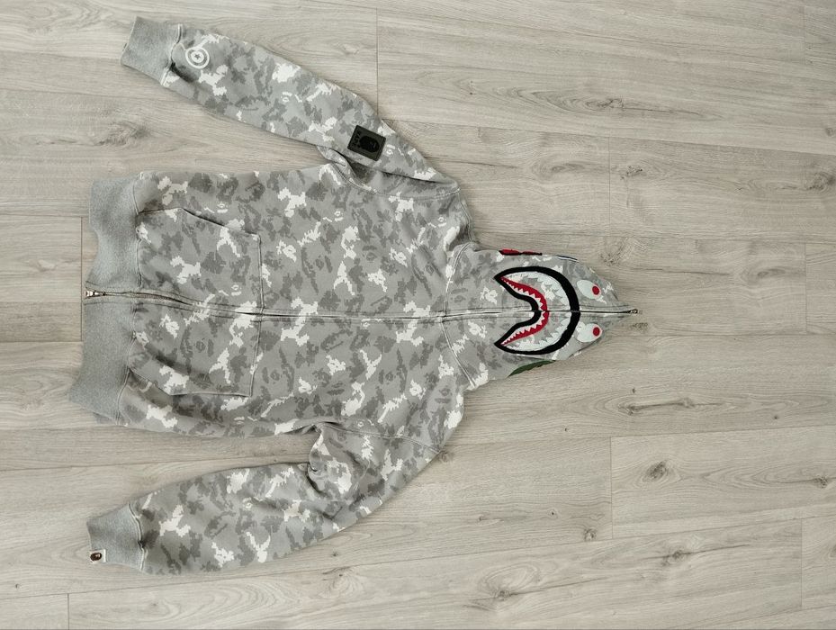 Зіп-худі Bape світло сірий піксельний дизайн худі кофта drip бейп