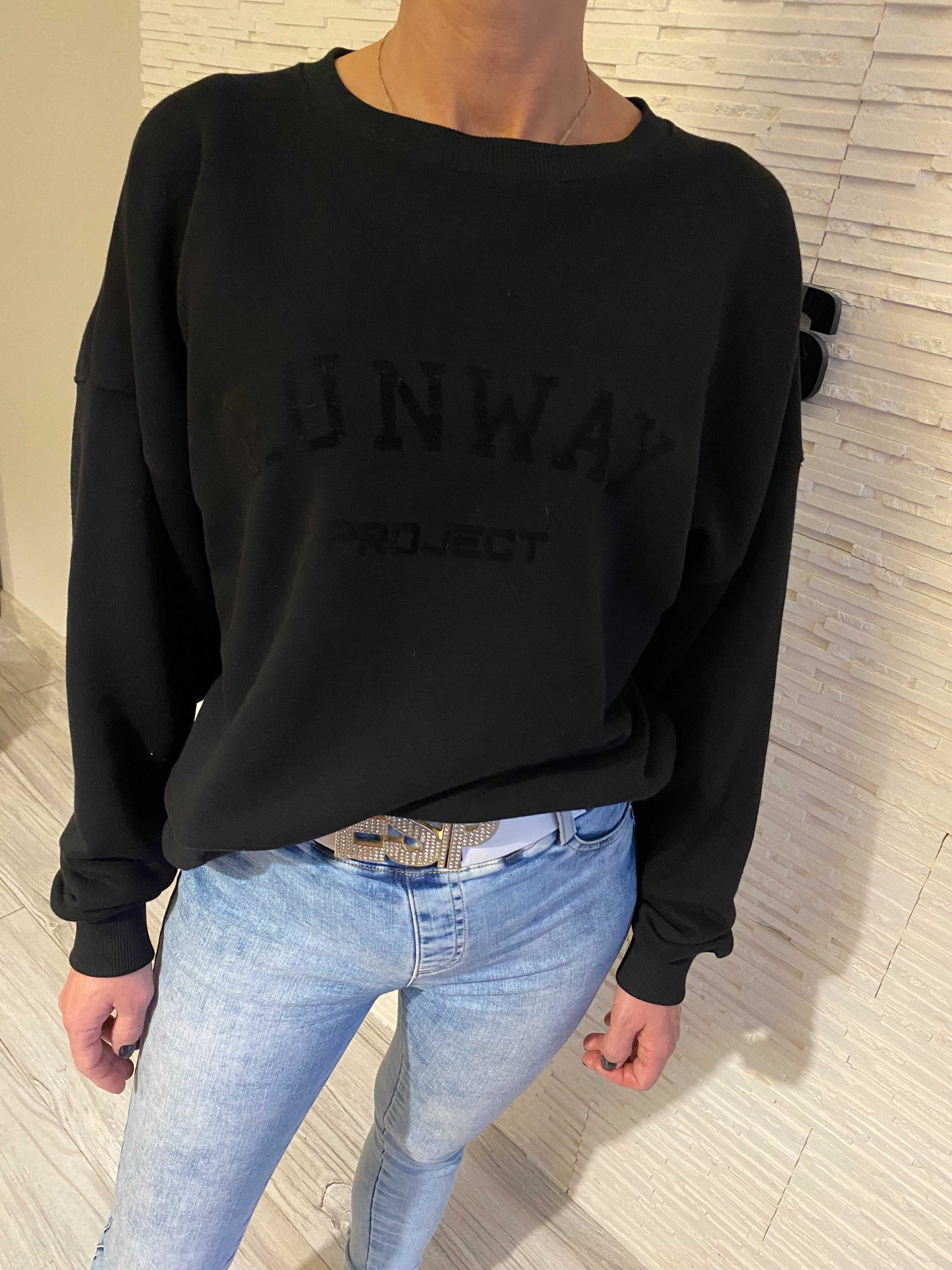 Project runway Lemonada nowa bluza black welurowy - napis
