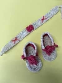 Conjunto de Sandalia e fita de bebe