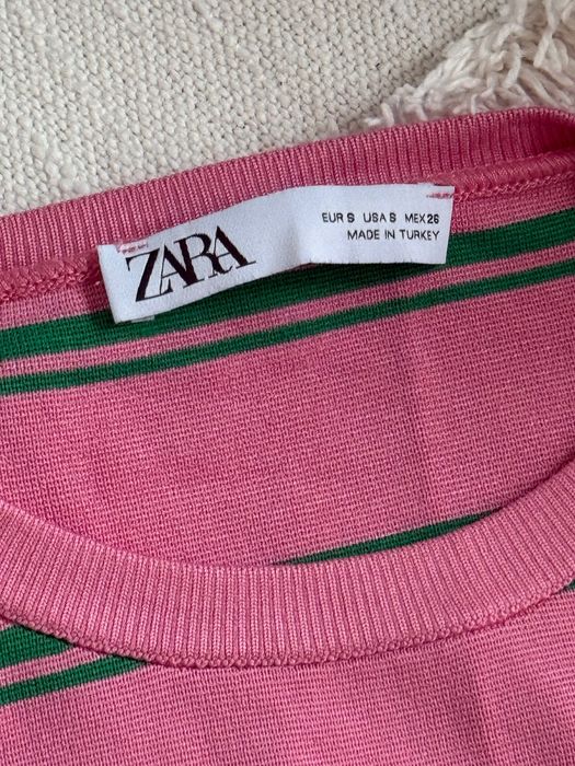 Кофта топ рожева зелена в полоску Zara светр