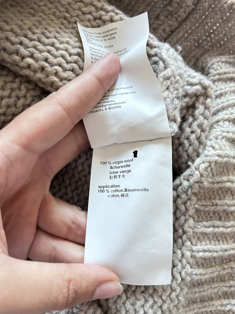 Dzianinowy beżowy sweter Marc Cain rozmiar M wełna jagnięca