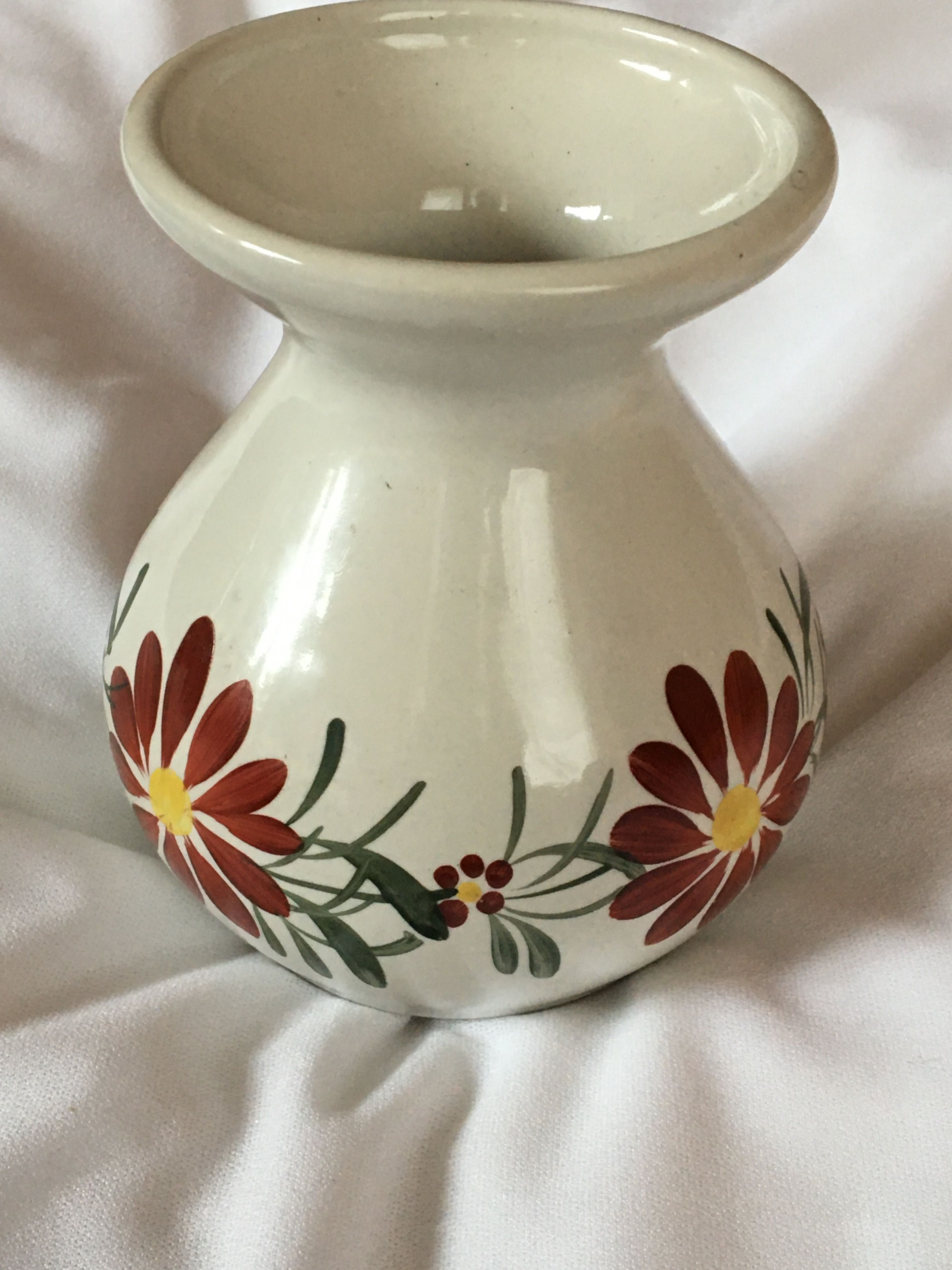 Tułowice, wazon malowany w kwiaty, porcelit, vintage