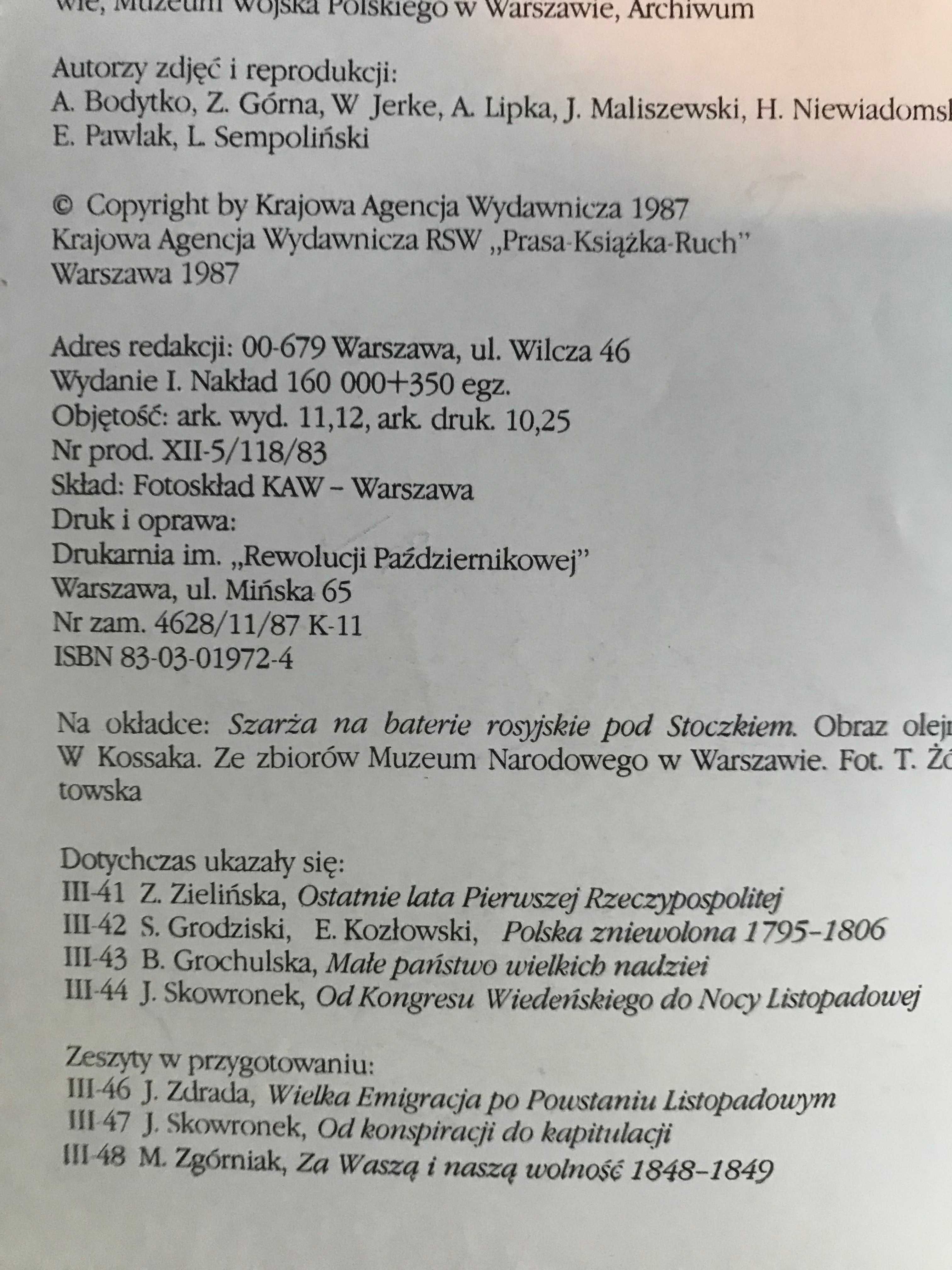Dzieje państwa i narodu polskiego Powstanie listopadowe T. Łepkowski