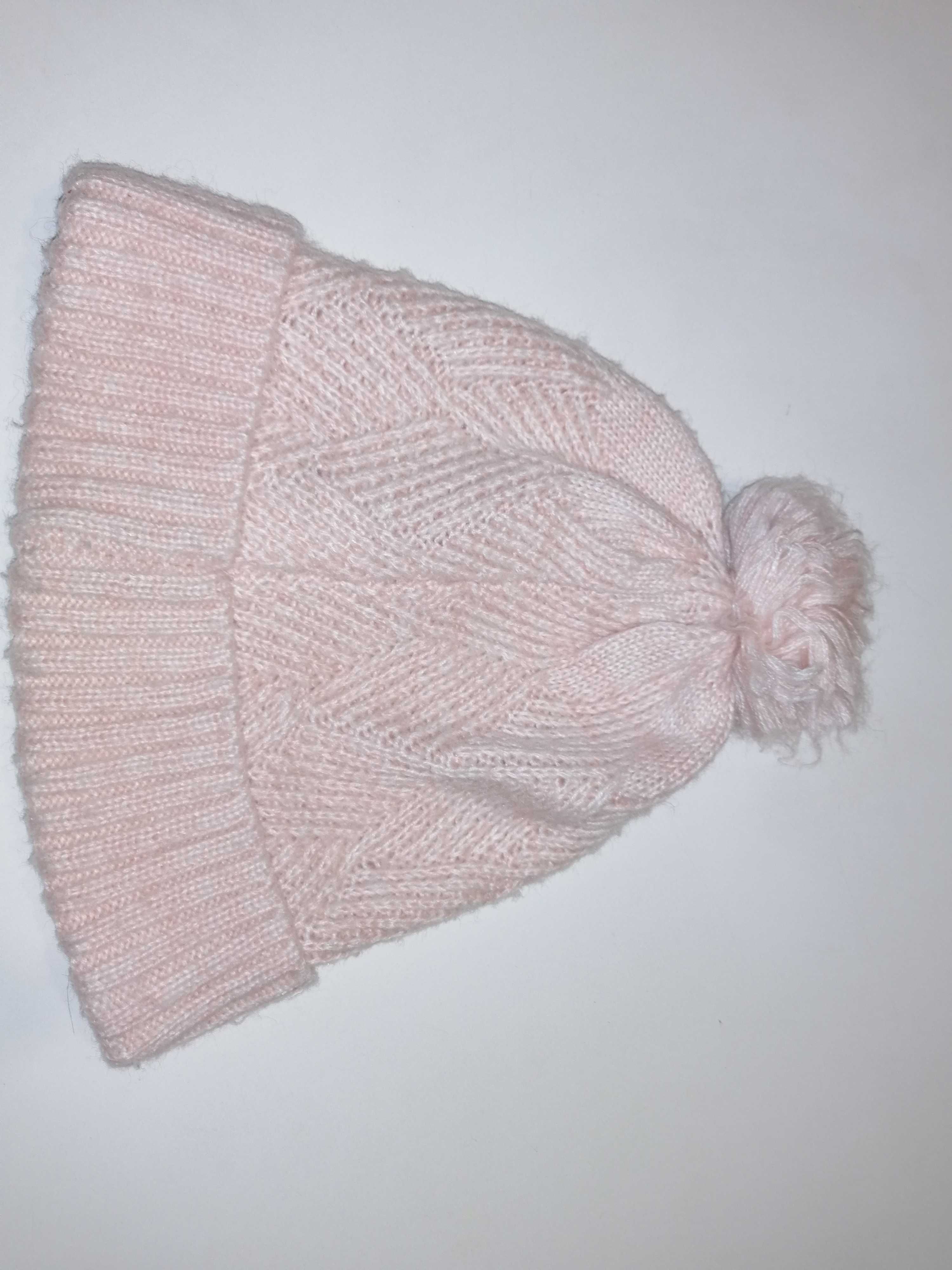 Różowa cieła czapka zimowa Unicorn 54 cm