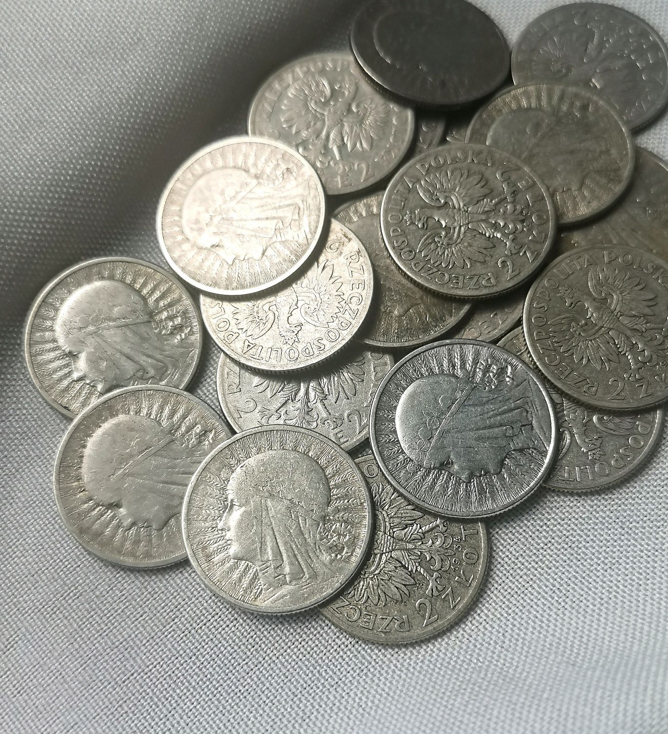 przedwojenne srebrne monety 2 zł Głowa Kobiety Ag750 srebro