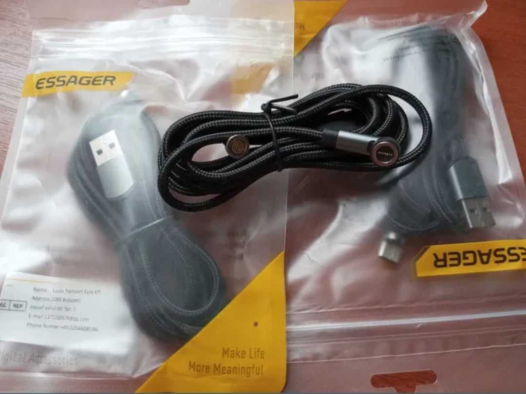 Магнітний Кабель Essager 3A  Кутовий USB Type C, MicroUSB, iPhone