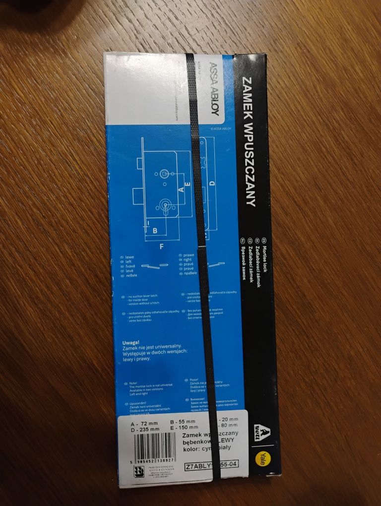 Zamek wpuszczany bębenkowy lewy Assa Abloy Z7ABLY12-55-04 cynk biały*