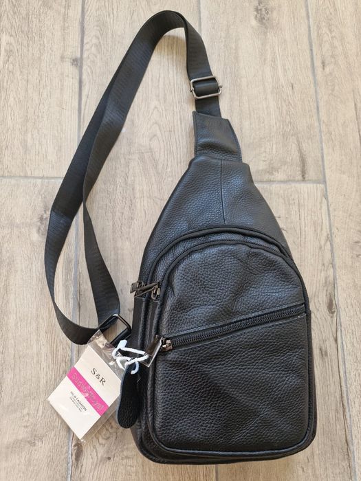 Новая мужская Кожанная сумка через плечо кросс-боди с 4 отделениями +1