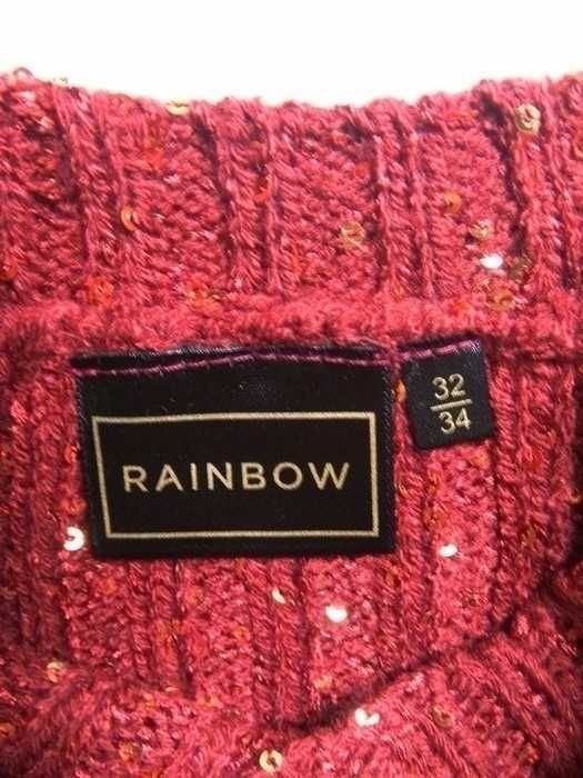Nowe bordowe ponczo sweter 34,XS BonPrix Rainbow poncho