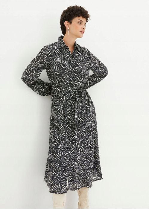 B.P.C Sukienka szmizjerka czarna w gwiazdki ^46