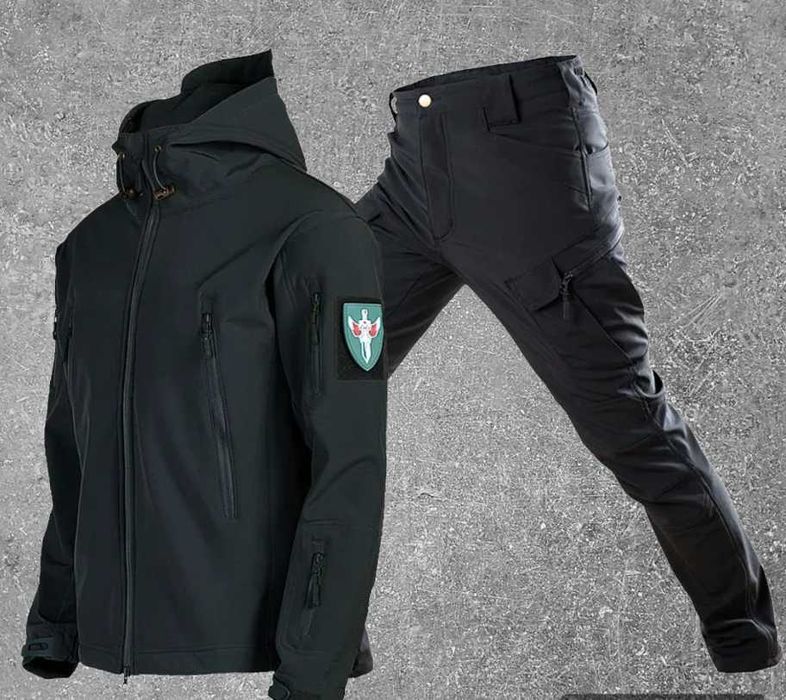 Мужской костюм Softshell На флисе Разные цвета ЧЕРНЫЙ ОЛИВА МУЛЬТИК