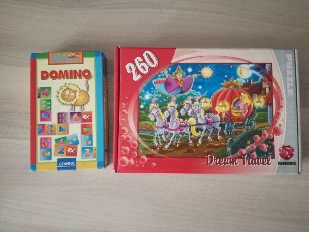 Puzzle dziecięce 7 kompletów i gra Domino