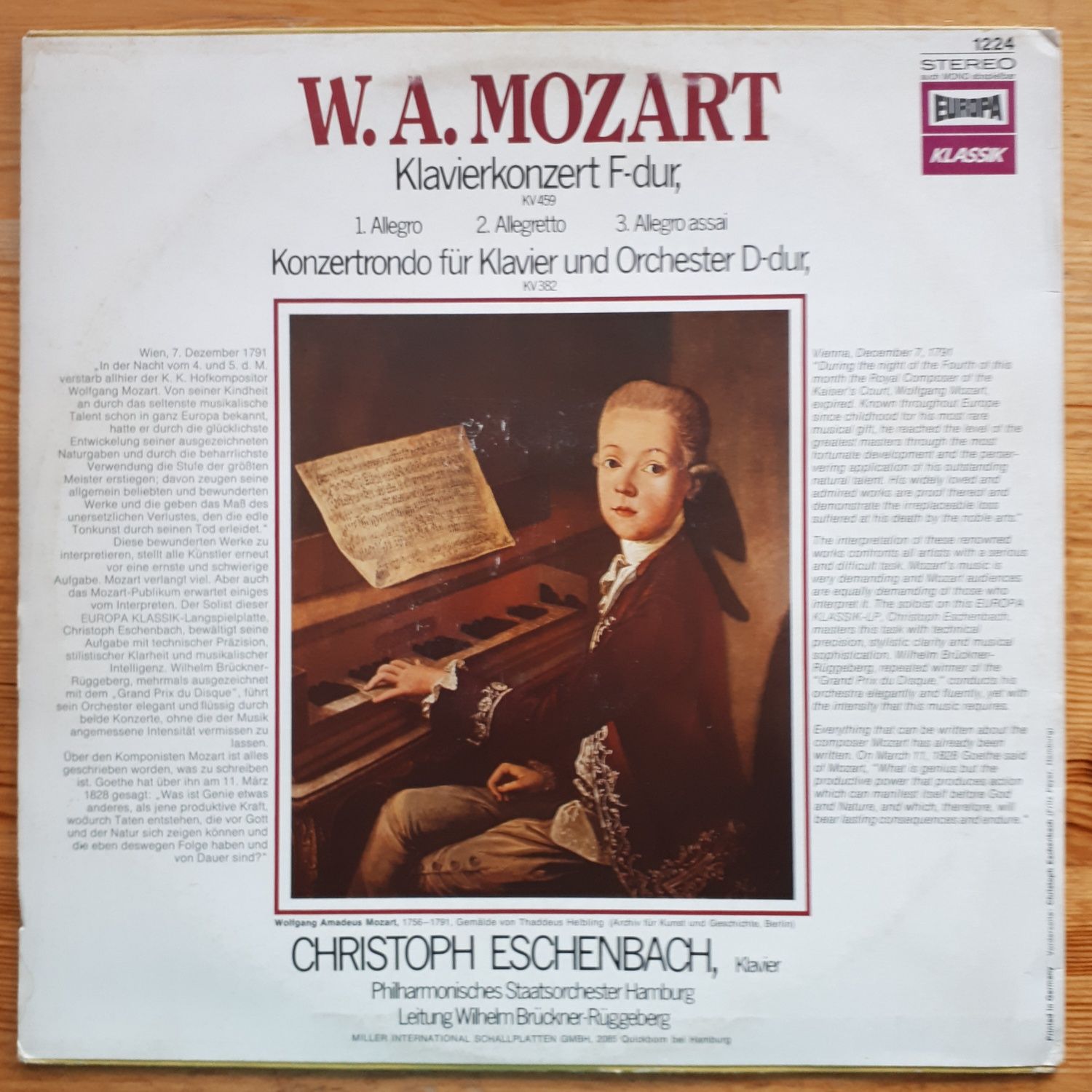 Płyta winyłowa - W. A. Mozart, LP, Stereo, EX+/EX-