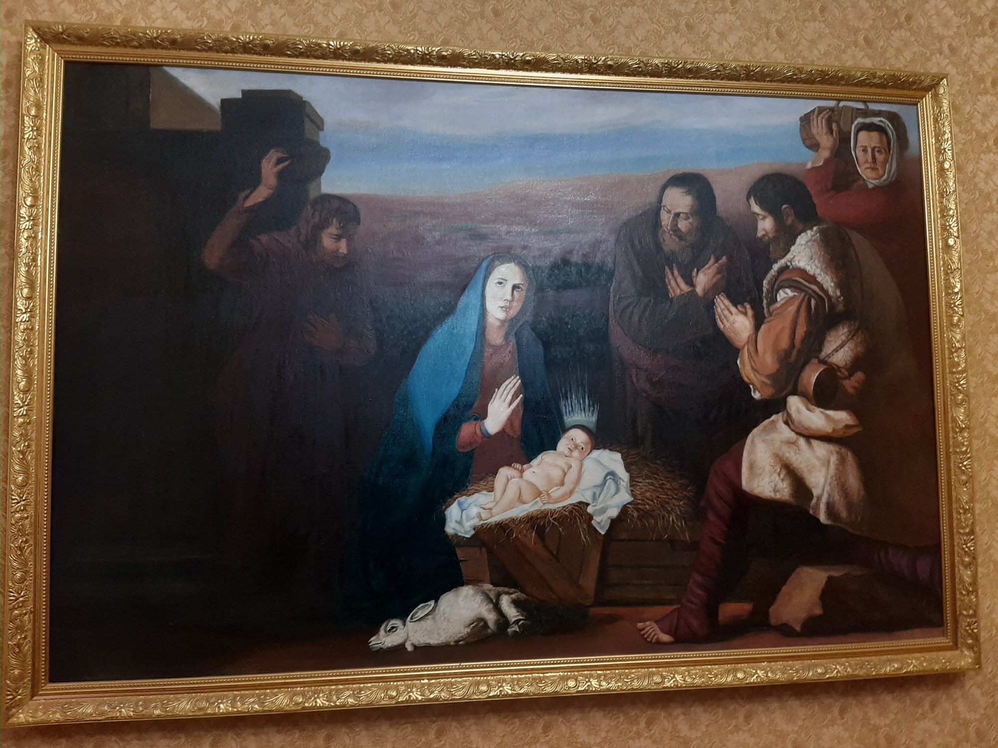 картина маслом "Пастухи поклоняются Христу"