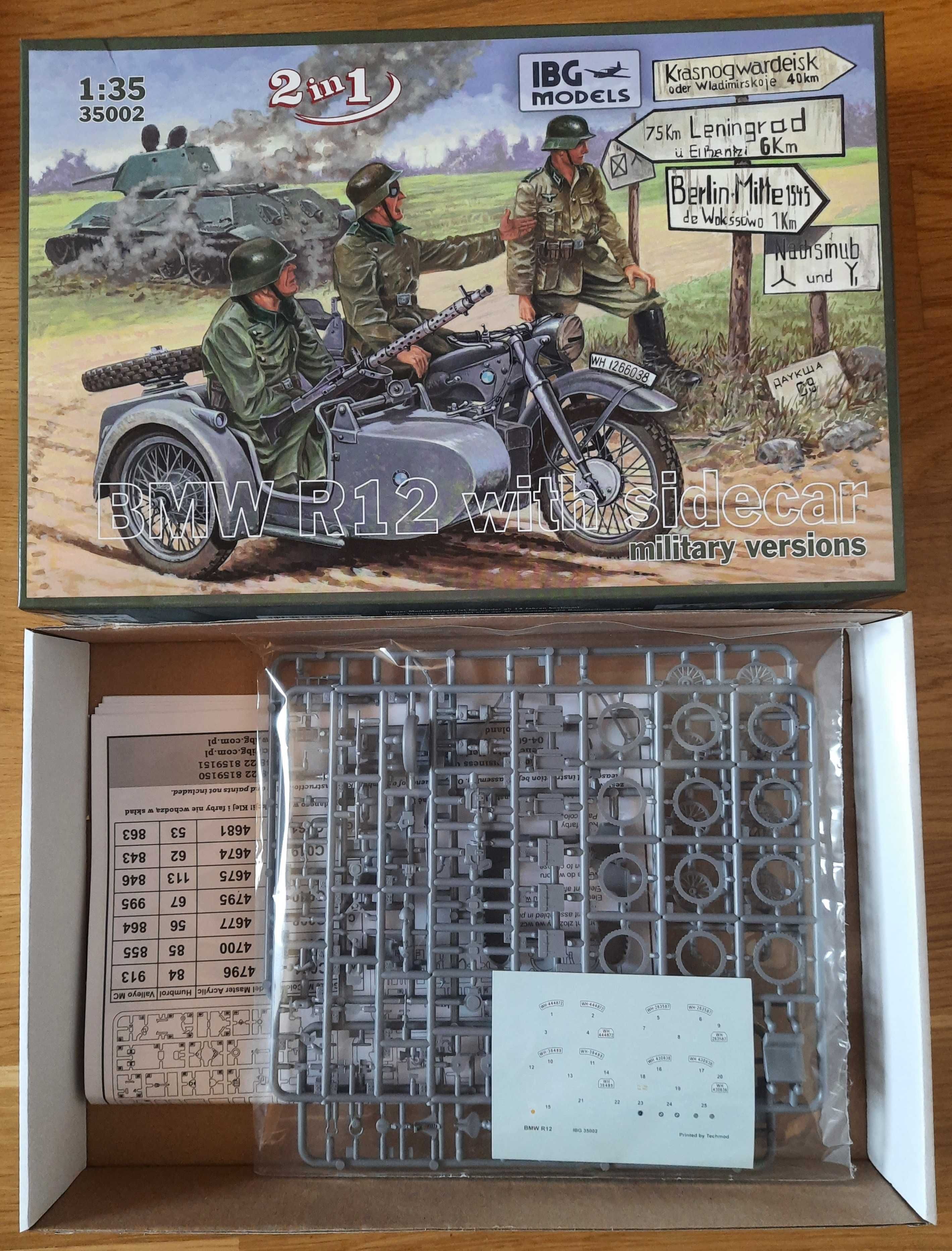 Model do sklejania IBG BMW R12 with sidecar skala 1/35