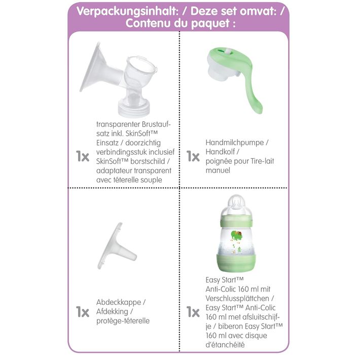 Laktator Mam Manual Breast Pump Zapieczętowany Butelka Smoczek