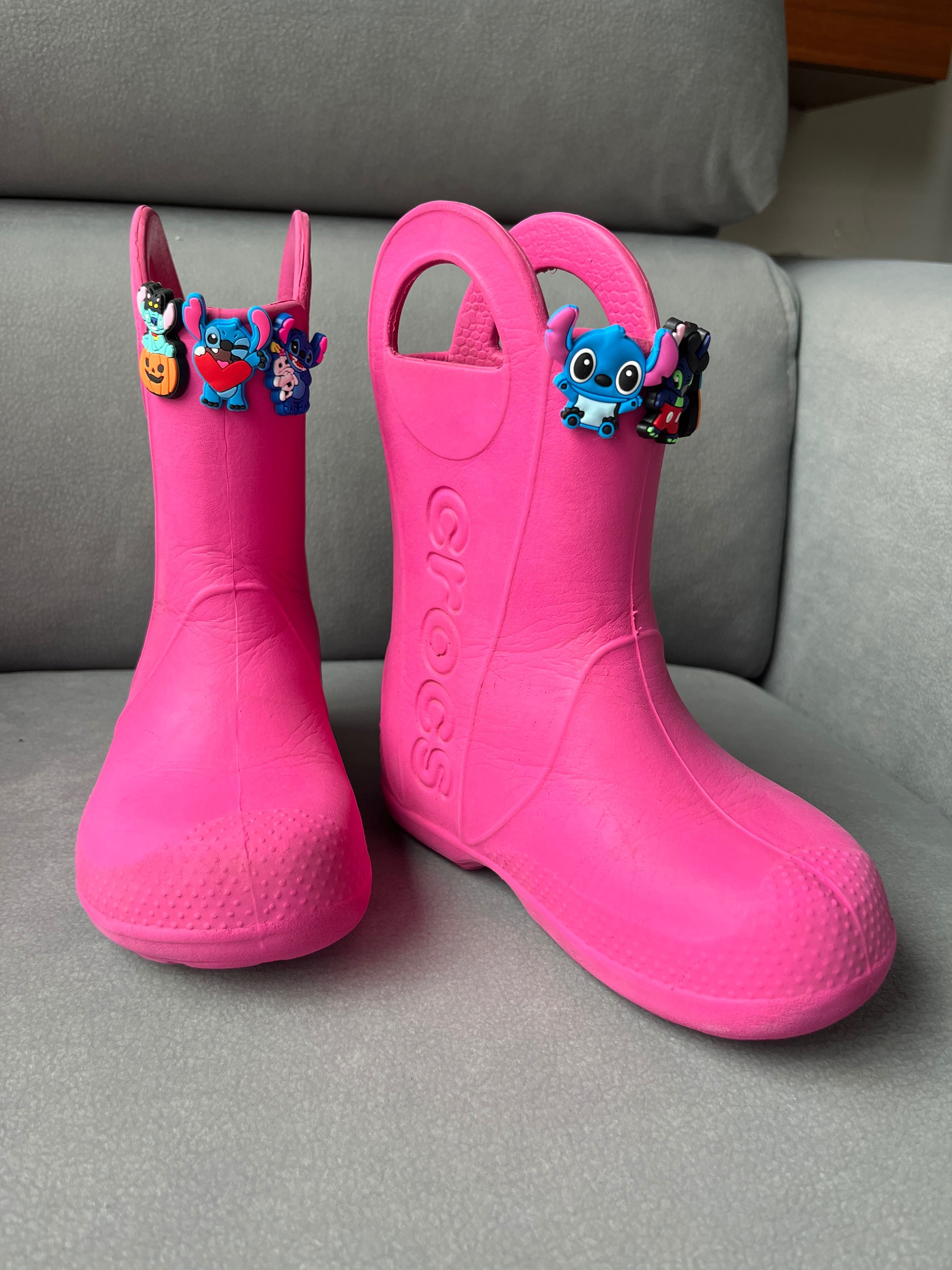 Crocs różowe Kalosze   Przypinkami Stitch – Rozmiar C10 27-28