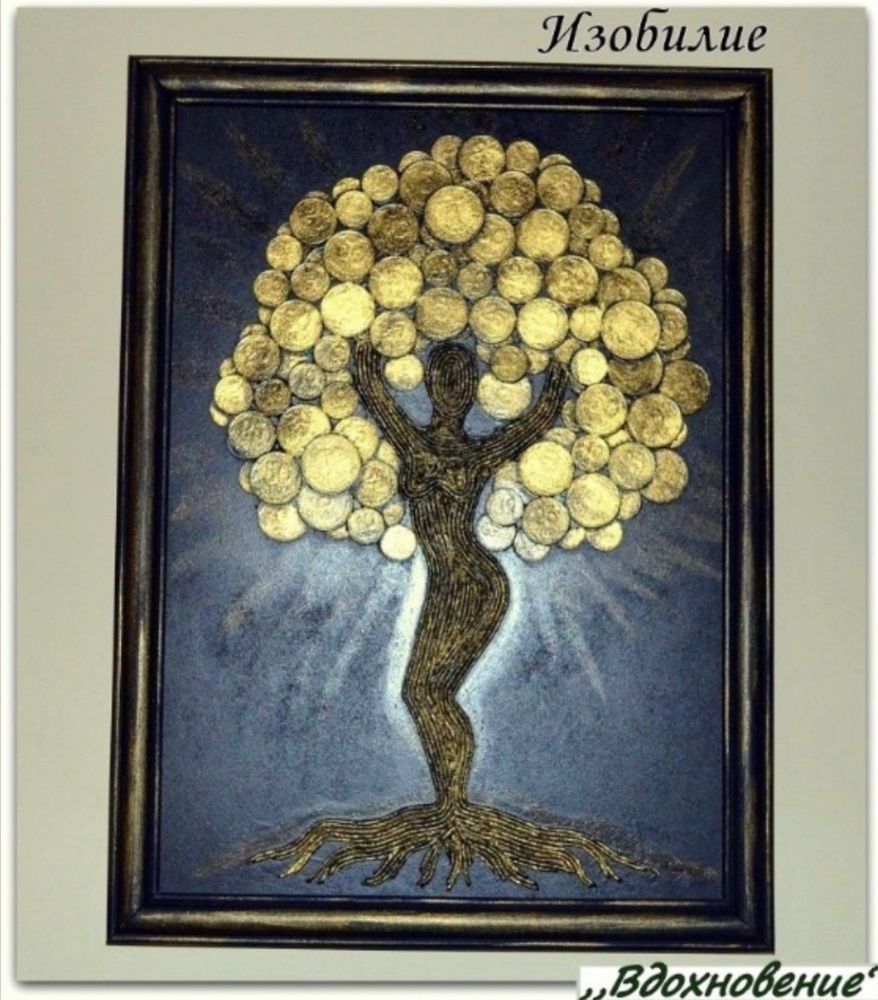 Подарок картина денежное дерево ручная работа