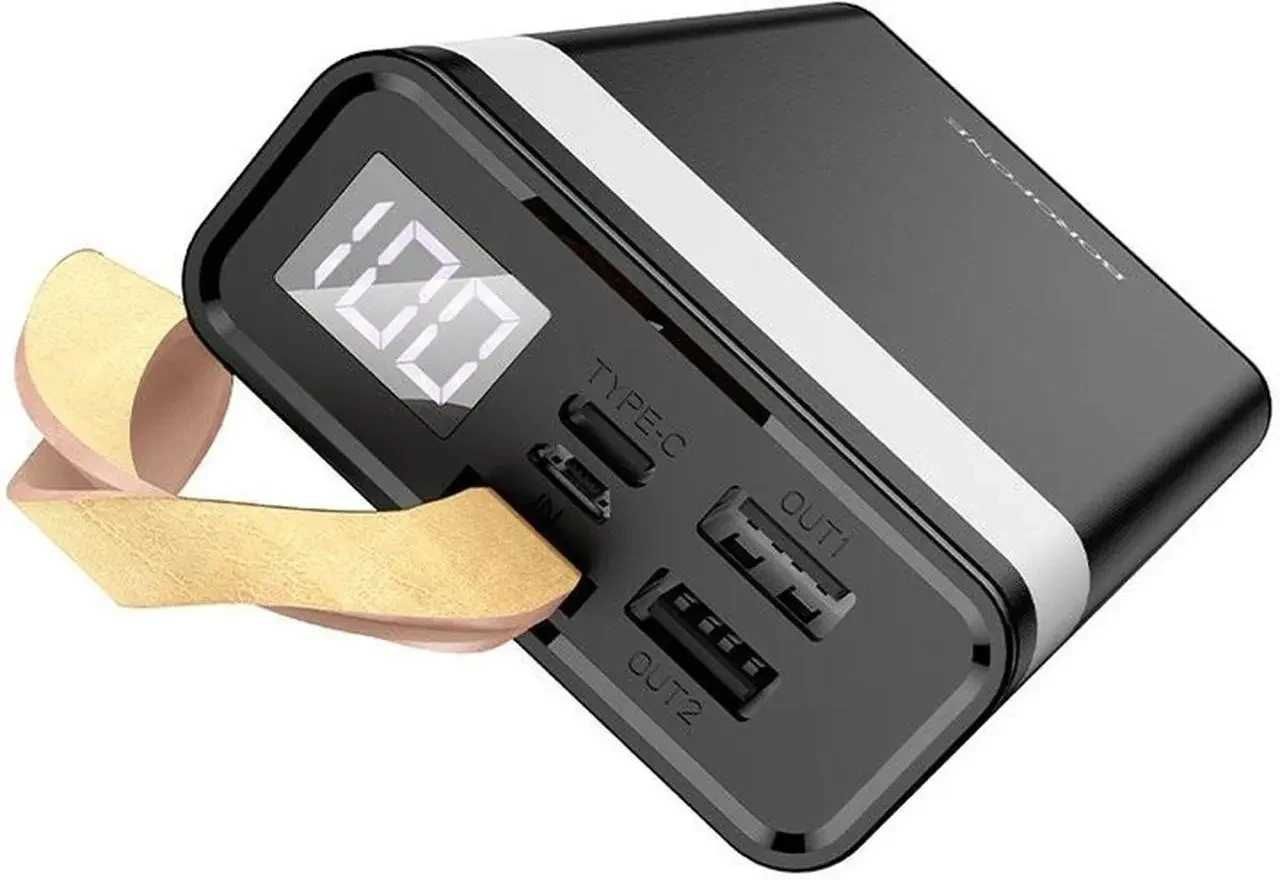Повербанк -20000мАч Power Bank с цифровым дисплеем, фонарем, 2хUSB
