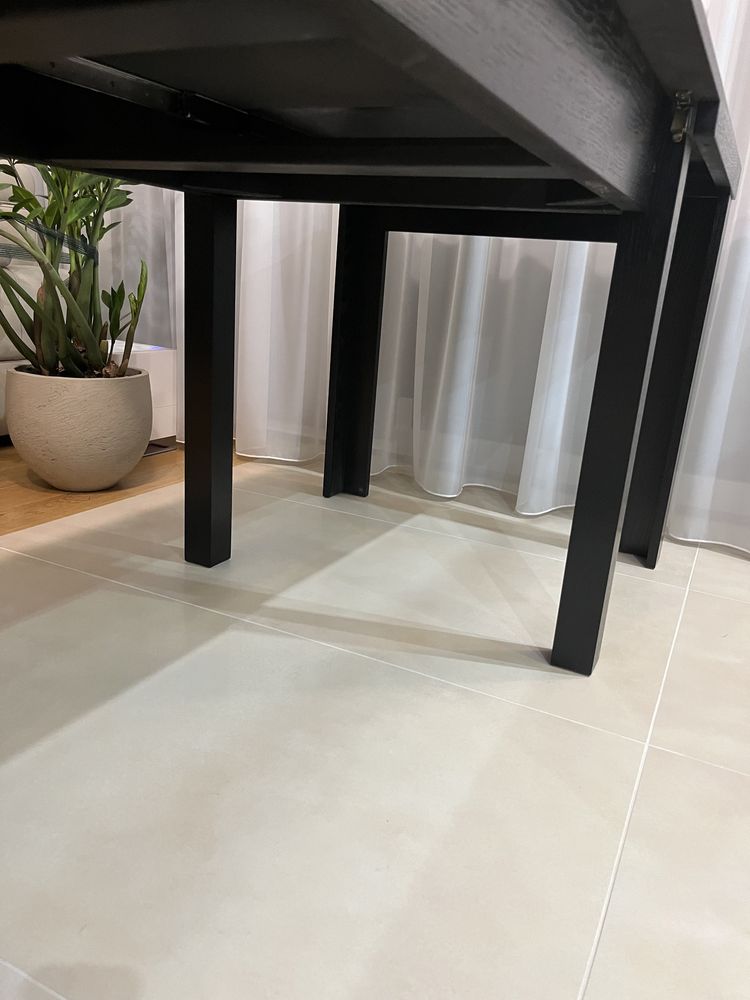 Czarny, klasyczny, prosty, prostokątny stół dębowy 120x80