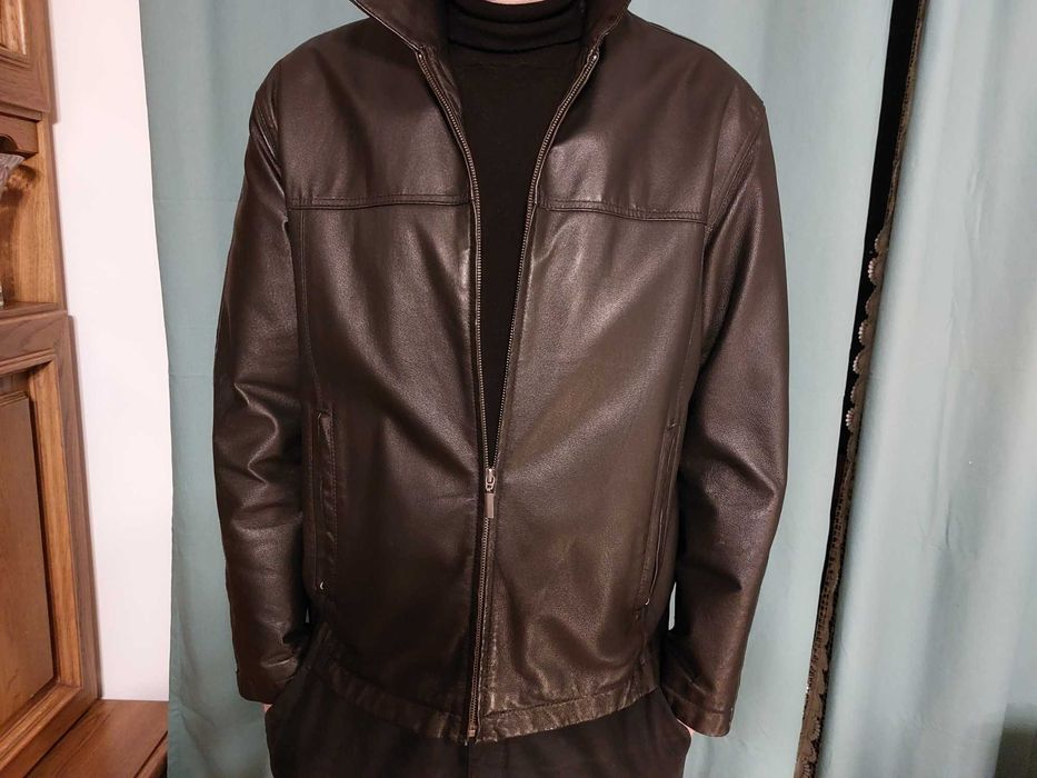 Czarna kurtka skórzana na zamek, męska, Angelo Litrico, dla C & A, XL