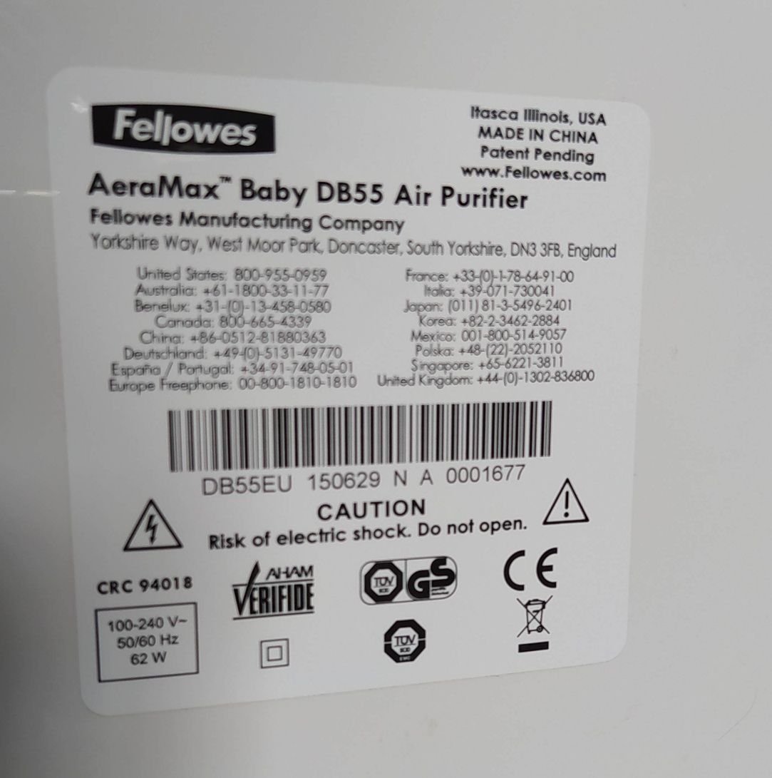 Filtr Oczyszczacz powietrza Fellowes AeraMax Baby DB55 jak nowy