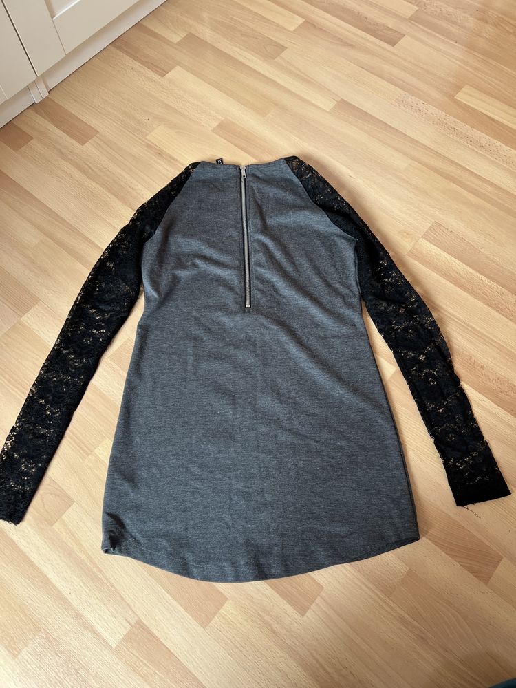 Tunika szara z koronkowymi rękawami H&M Devided 36