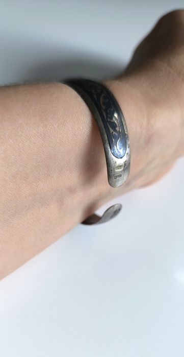 Srebrna bransoletka radziecka vintage próby 875 z czernieniem