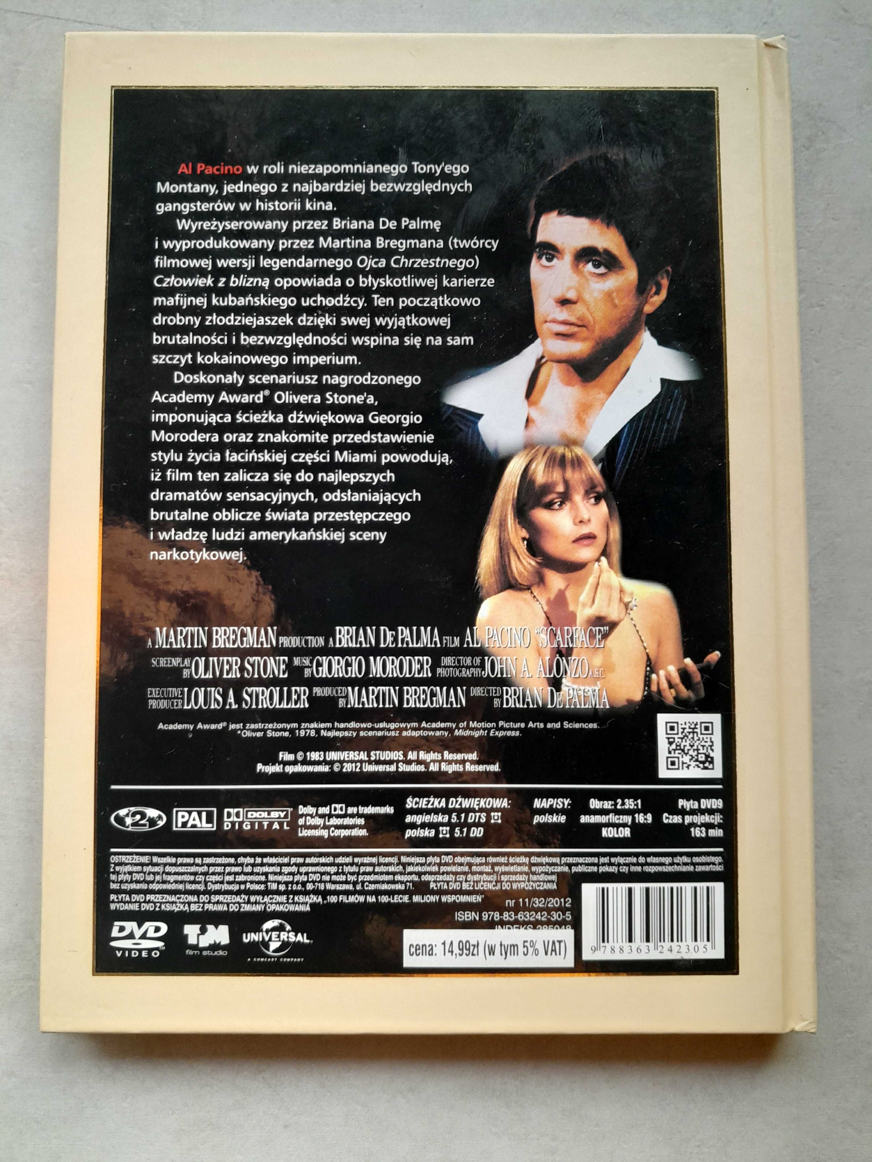Film Człowiek z blizną Scarface Al Pacino płyta DVD z książką używana