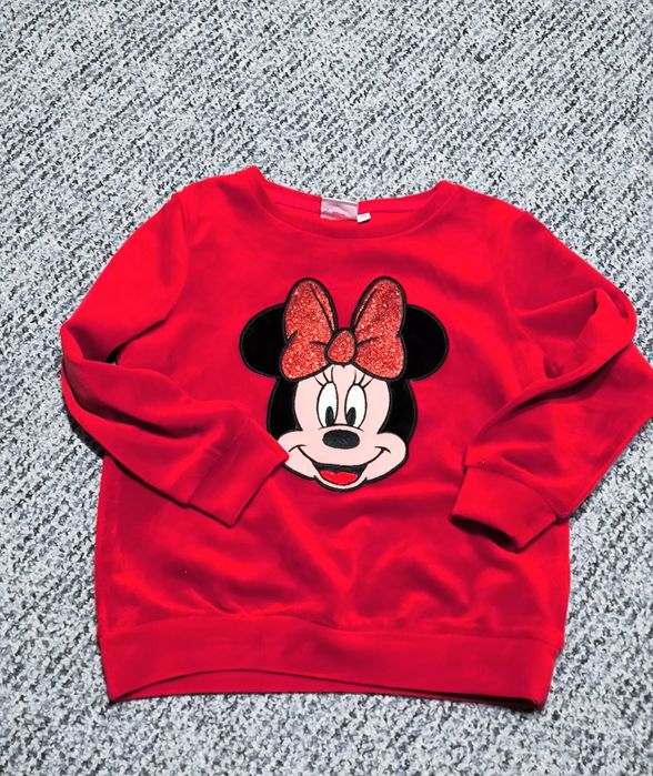 Welurowa piękna bluza Minnie Mouse Disney 110 welur brokat