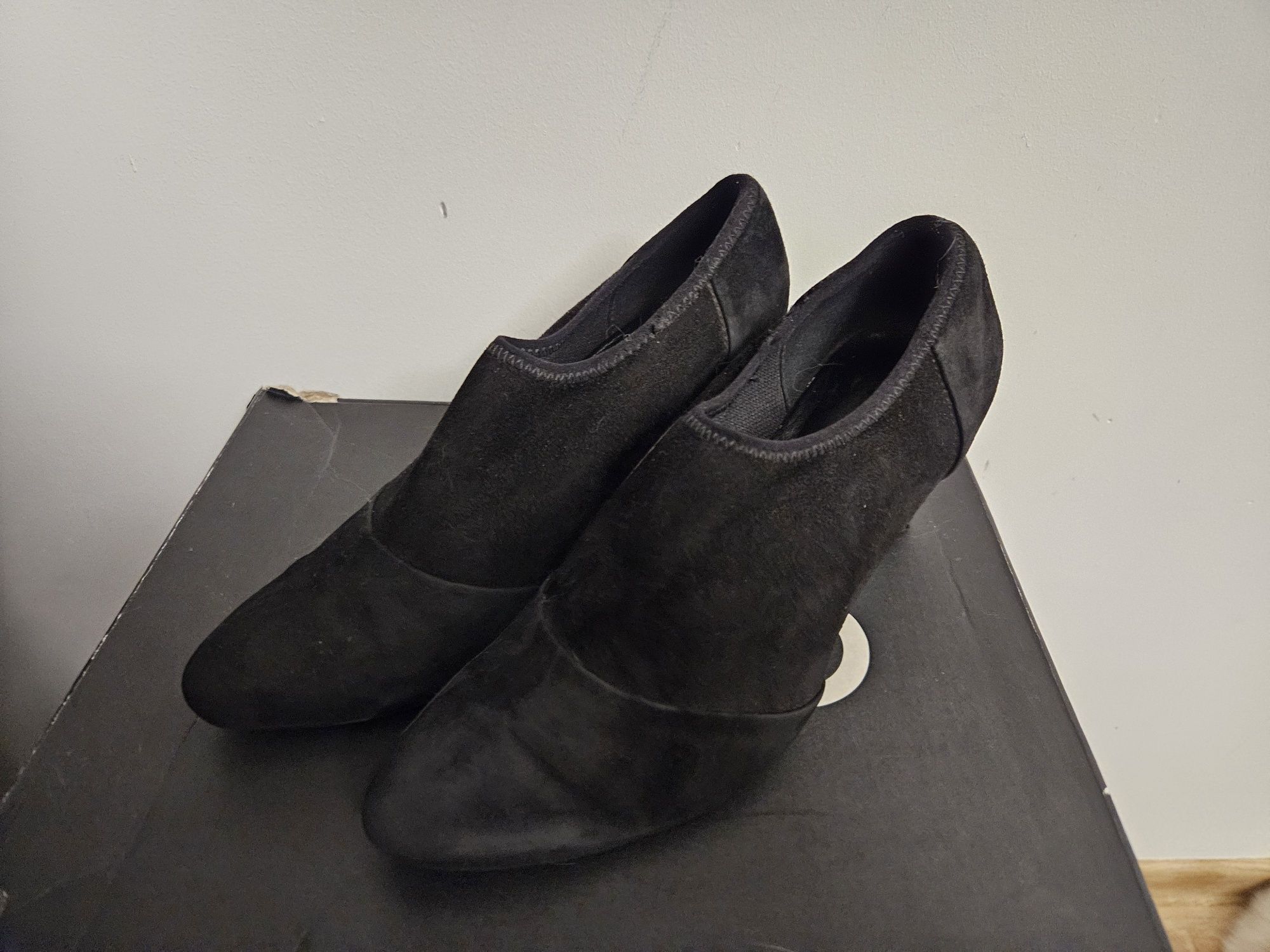 Buty ecco 36 czarne szpilki skóra naturalna