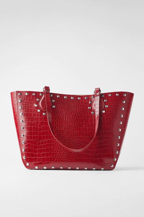 ZARA torebka shopper duża ćwieki 6098/510 czerwona super Poznań hit