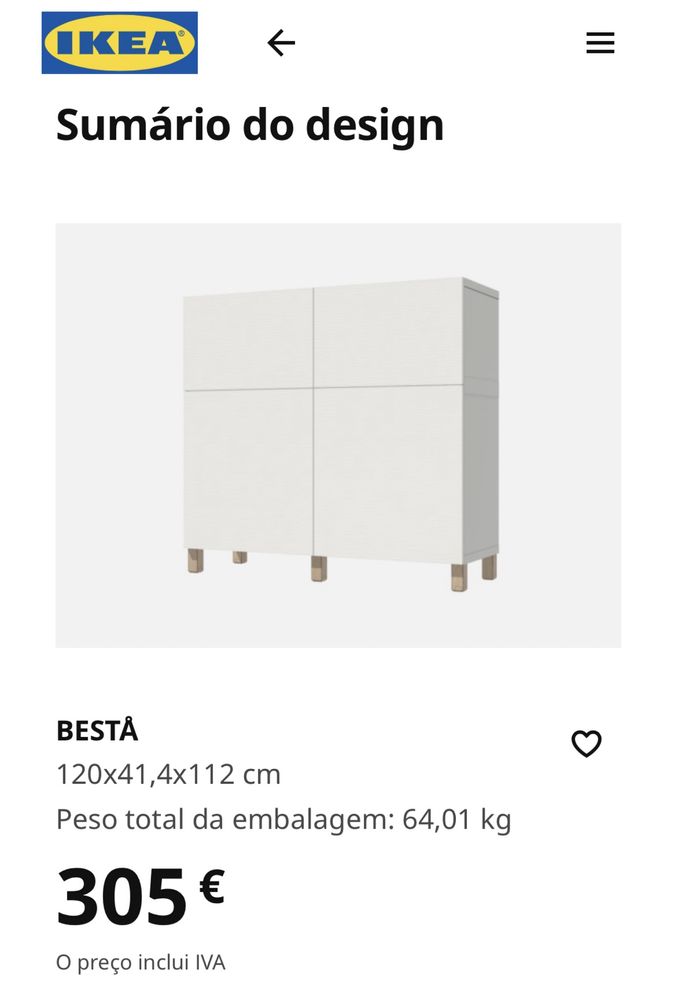 Aparador Branco BESTA Ikea
