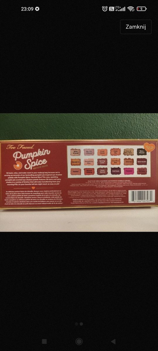 Paleta cieni pumpkin spice too faced