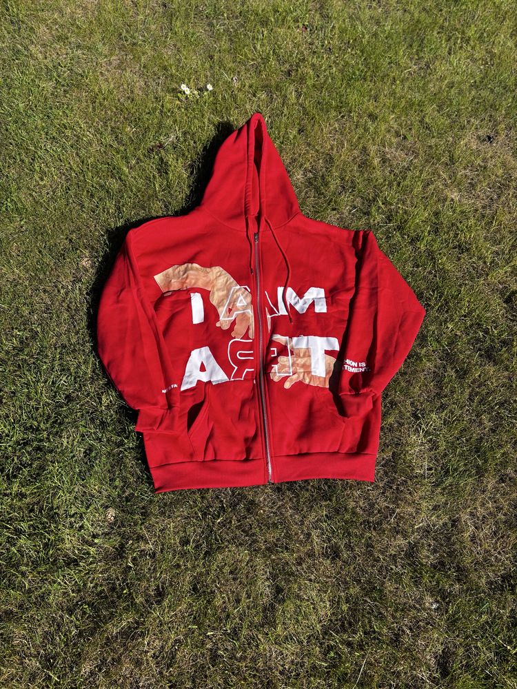 Oversize Bluza I Am Art Y2K Alt Streetwear Graficzna Czerwona L