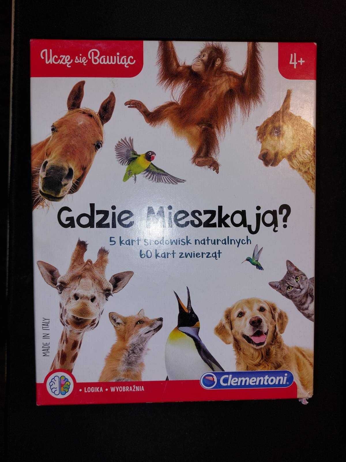 Gra Gdzie mieszkają? Clementoni 5 kart środowisk nat. 60 kart zwierząt