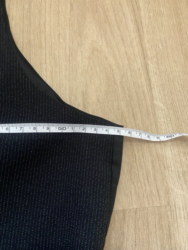 Vintage czarna męska kamizelka elegancka 52 L prążek