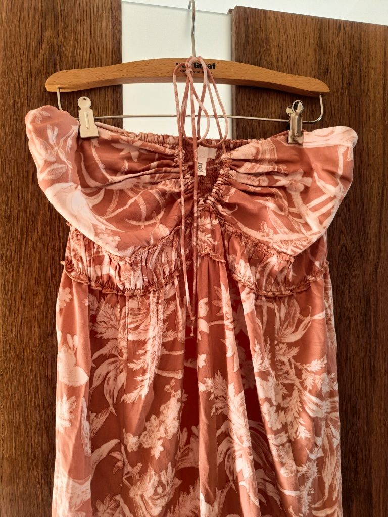 Letnia sukienka z wiązaniem na szyji h&m L
