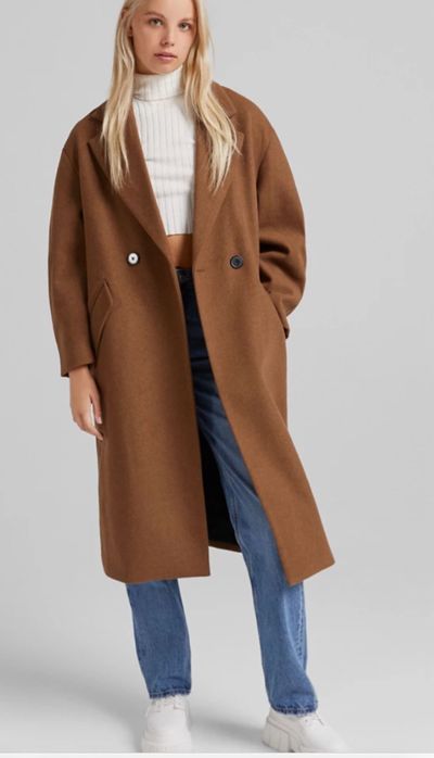 Plaszcz bershka brązowy S nowy z metką