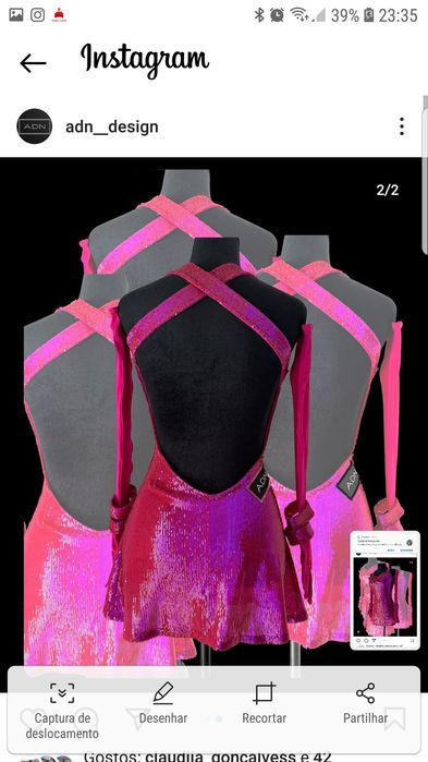 Vestido dança de salão cor de rosa todo brilhante em lycra novo