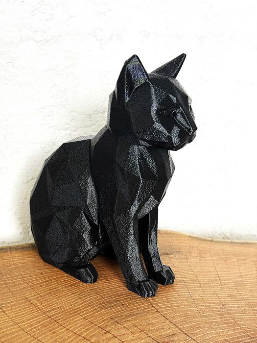 Duży Kot Low Poly, figurka, dekoracja, ozdoba w nowoczesnym stylu