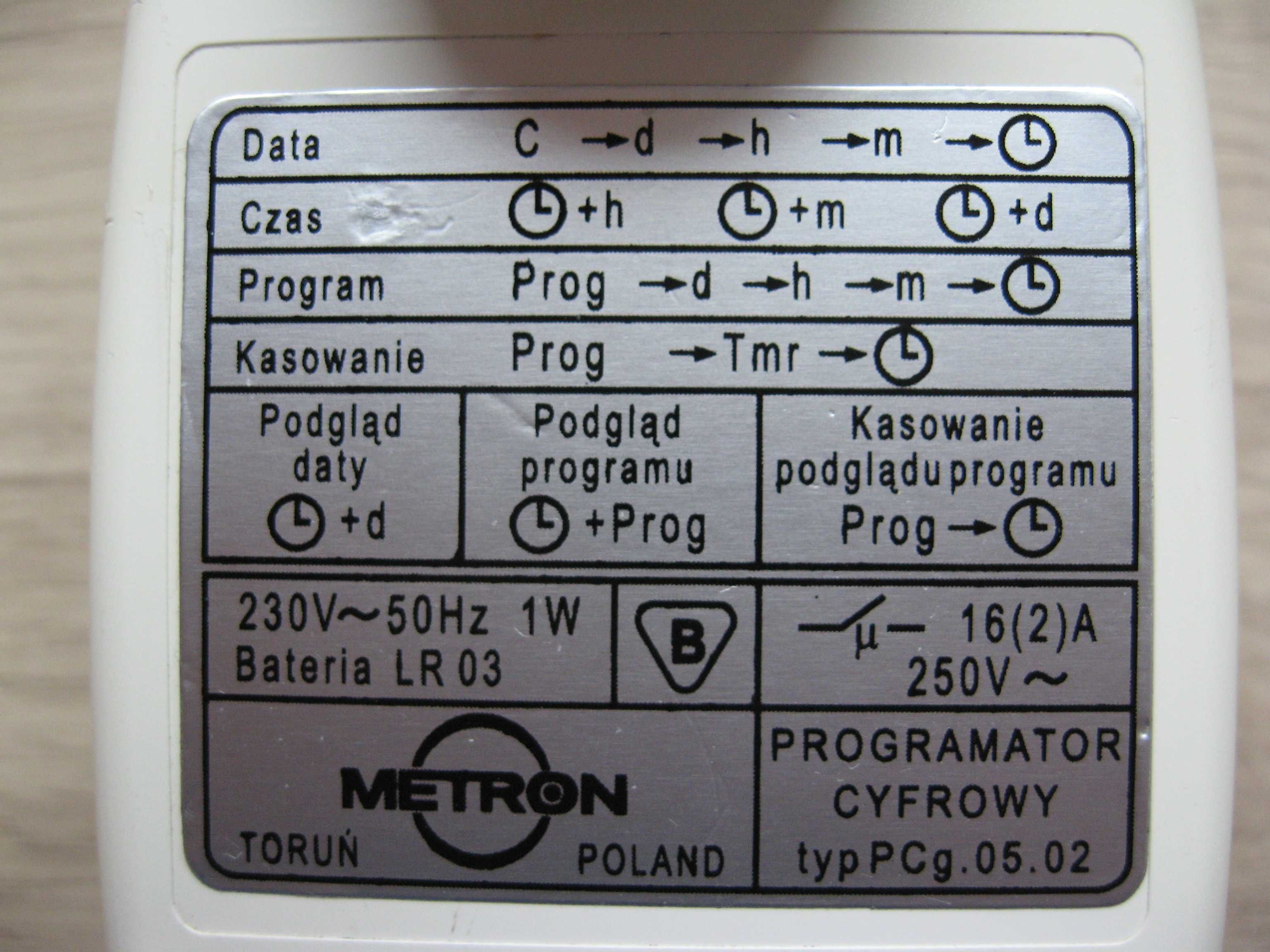 Timer programator czasowy cyfrowy polski metron