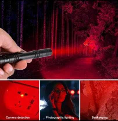 Ліхтарик з червоним світлом яскравий метал красный фонарик компакт