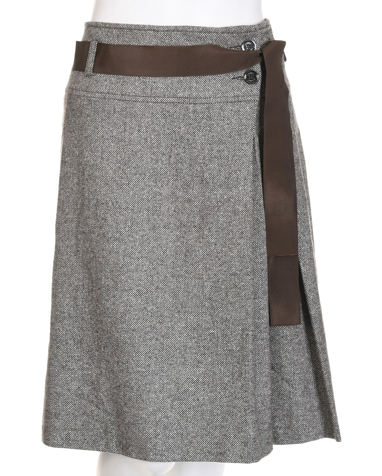 ESPRIT ciepła brązowa spódniczka midi w melanżu wełna jedwab r. 40