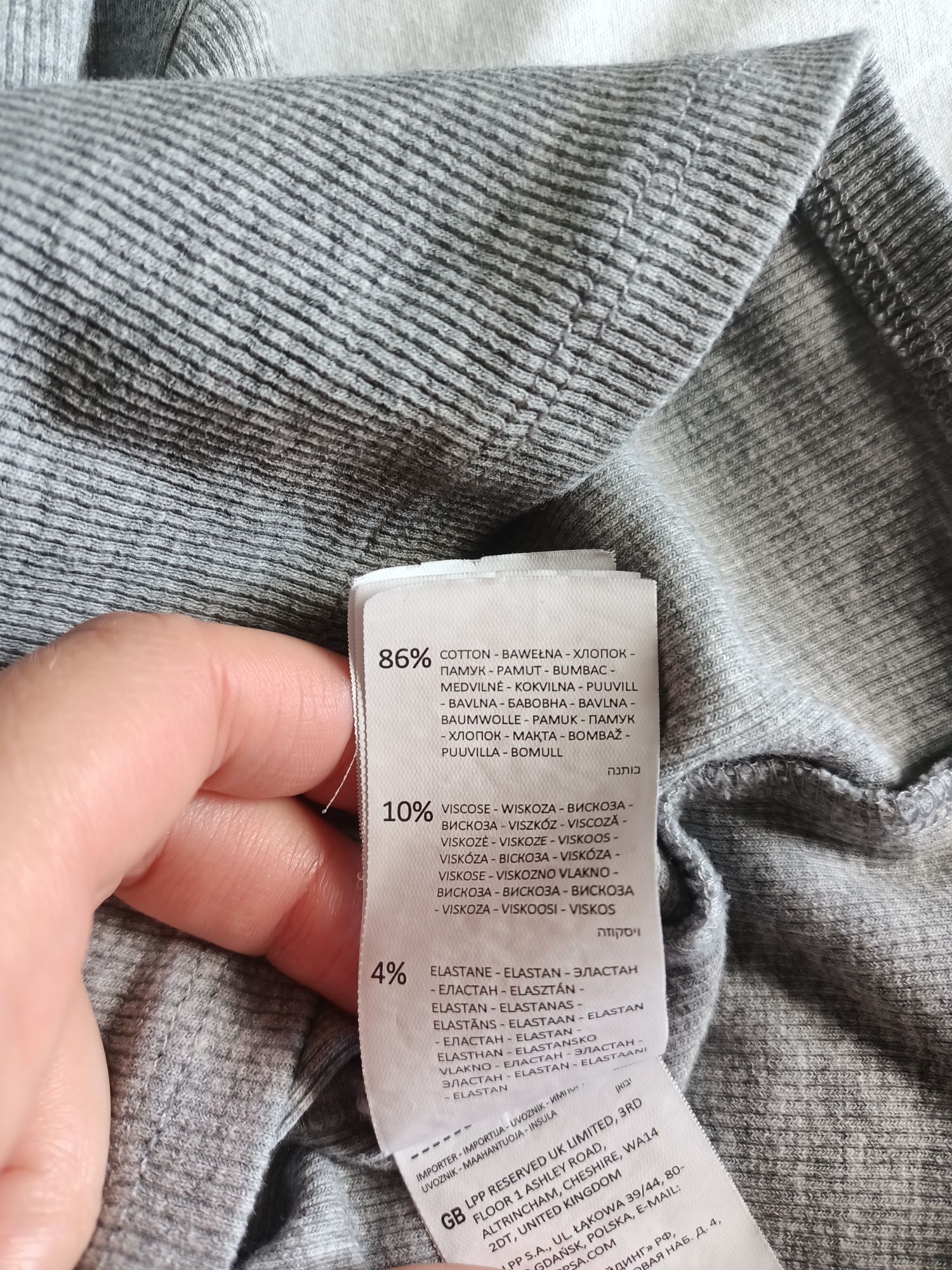 Sweterek prążkowany Mohito, bluzka szara z rękawem 3/4
