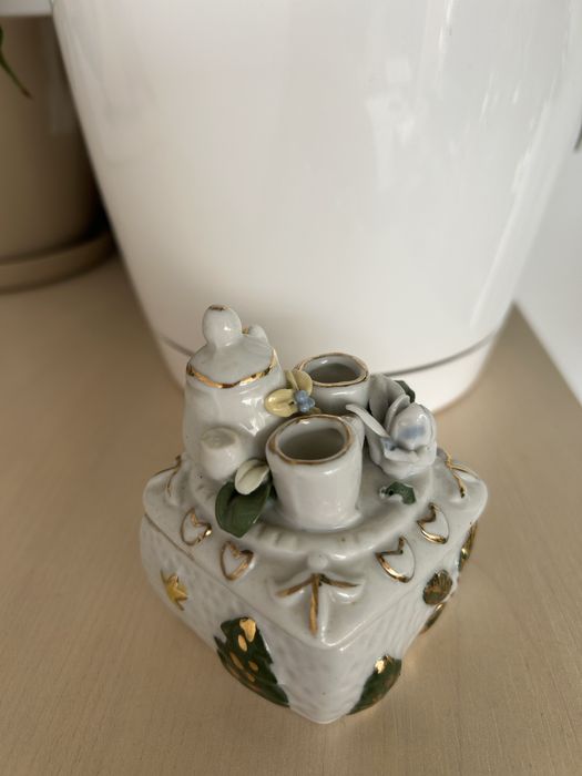 Puzderko ceramiczne szkatułka świąteczna choinka dwiazda vintage tetro