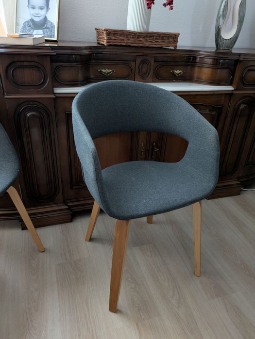 Conjunto de cadeiras de mesa de jantar cinzentas [6 unidades]