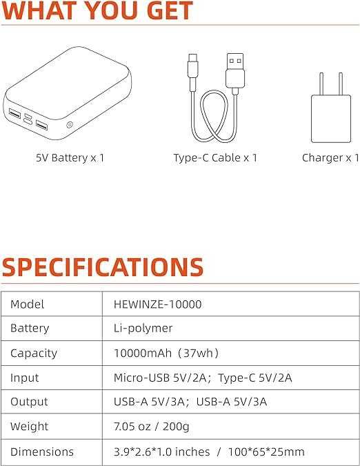 HEWINZE Akumulator/Power Bank 5 V do ogrzewanych kamizelek, kurtek